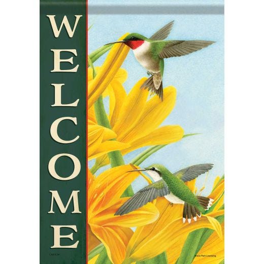 Summer Flag Hummingbirds & Lilies
