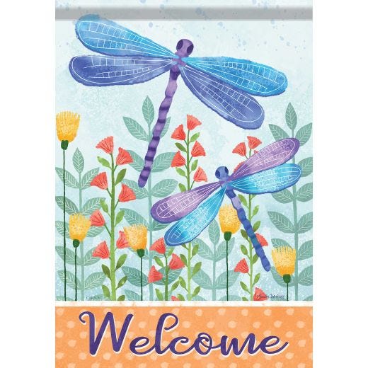 Summer Large Flag Dragonfly House