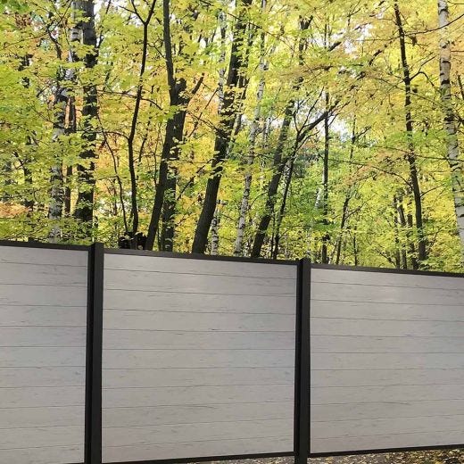 Vienna 6' x 6' Grey Woodgrain & Black Aluminum Fence Panel