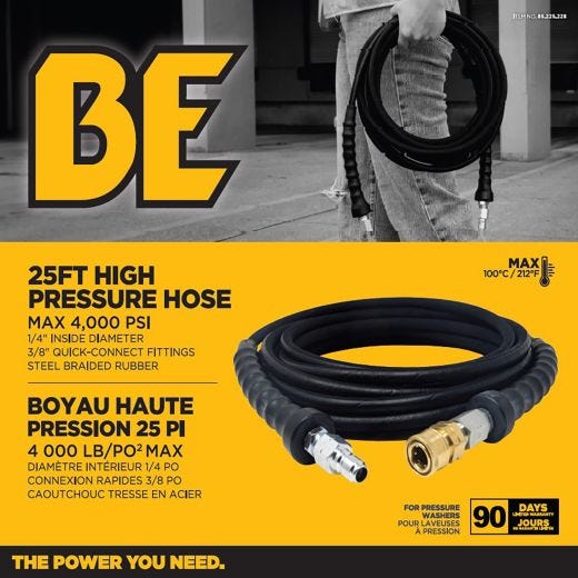 BE 25' QC Pressure Washer Hose