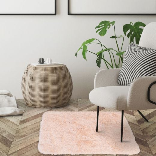 31" x 44" Flokati Accent Rug Blush