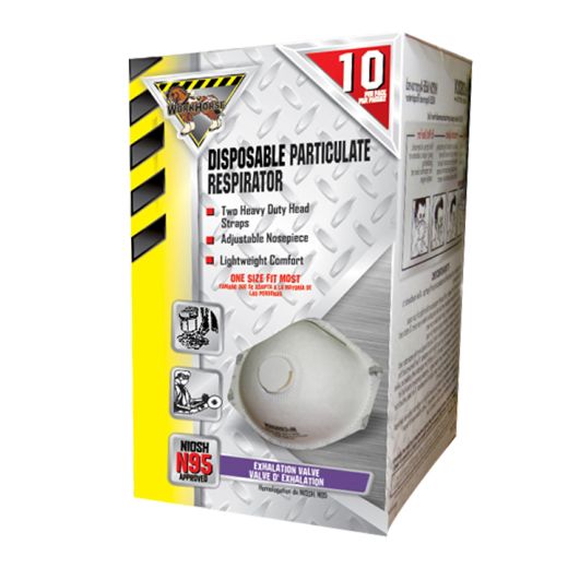 Work Horse N95 With Exhalation Valve- 10/Box