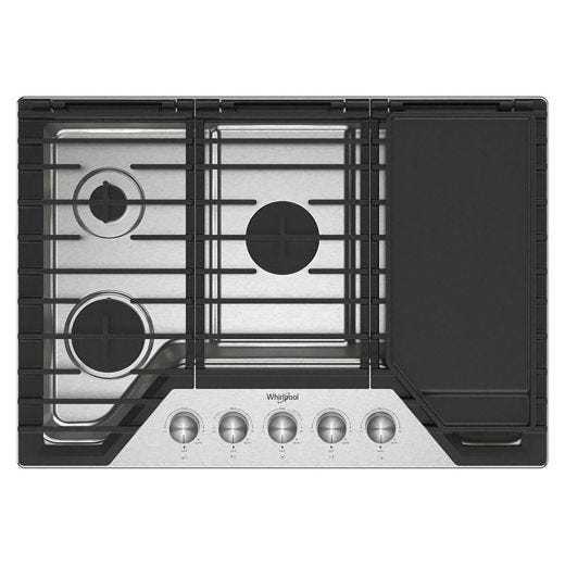 30" Built-In Gas Cooktop With 2-In-1 Hinged Grate To Griddle