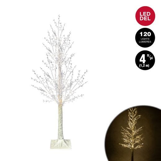 Birch Berry Tree with 120 LED Warm White Twinkle Lights  4'