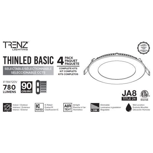 4" ThinLED Basic Plastic Trim-4/Pack