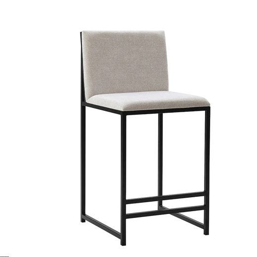 Tabouret de comptoir beige cadre noir - 2/paquet