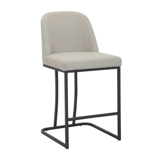Grey Fabric Counter Stool with Black Metal Frame 2/Pack