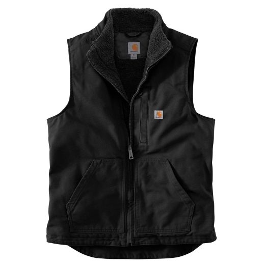 Loose Fit Washed Duck Sherpa-Lined Mock-Neck Vest