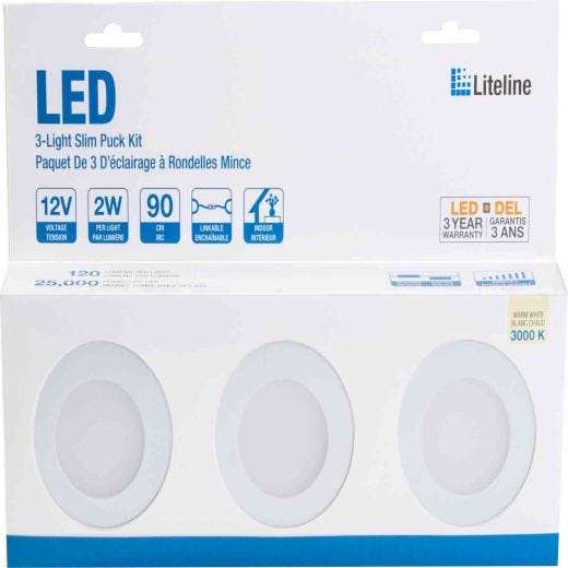 Lumières LED minces 12V - Blanc - 3/paquet