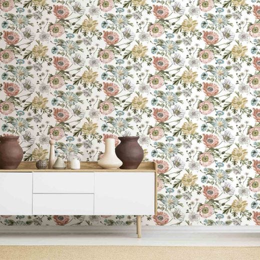 RoomMates Peel And Stick Wallpaper-Pink Anemone Garden