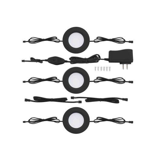 Bazz Led Black Undercabinet Puck Lights - 3/Pack