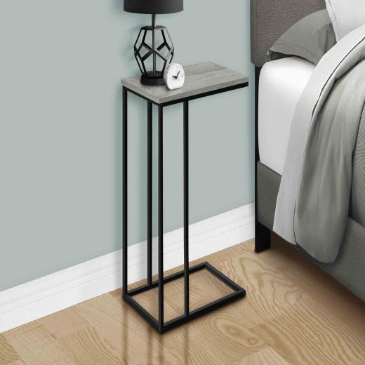 Table d’appoint grise 25" pieds métal noir