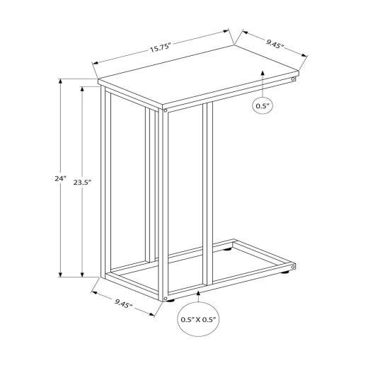 Table d’appoint grise 25" pieds métal noir