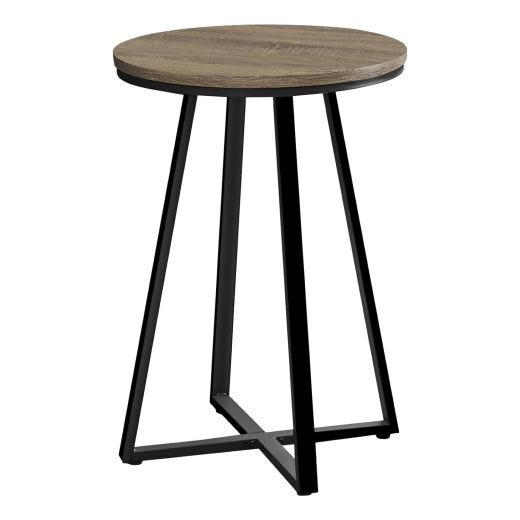 20"H Dark Taupe Accent Table with Black Metal Legs