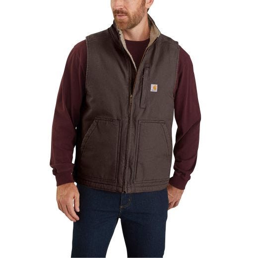 Veste col montant Sherpa brun foncé