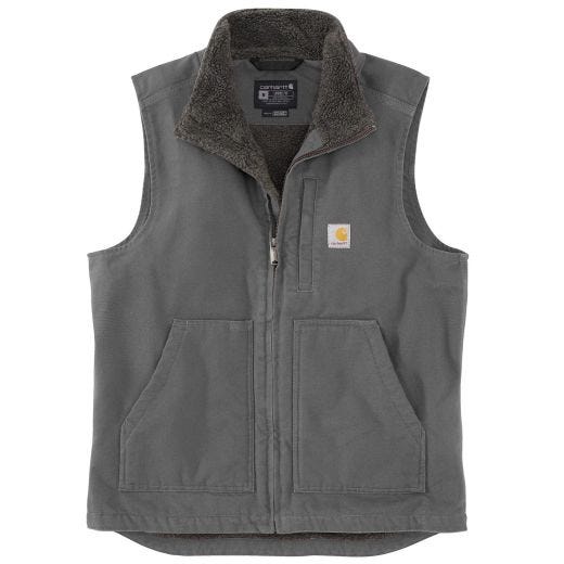 Loose Fit Sherpa-Lined Mock-Neck Vest Gravel
