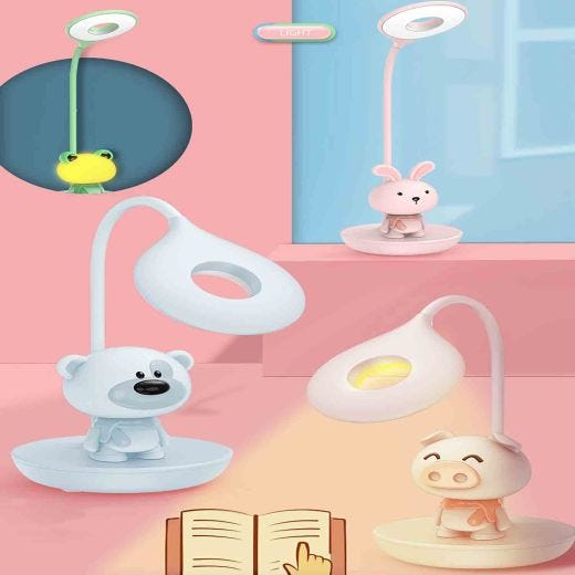 Lampe LED Beary avec support bleu - 5 niveaux de luminosité
