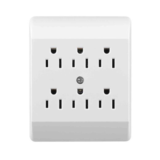 6-Outlet Grounding Adapter-White