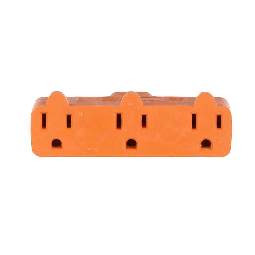 Heavy Duty Plug-In Triple Outlet Adapter-Orange