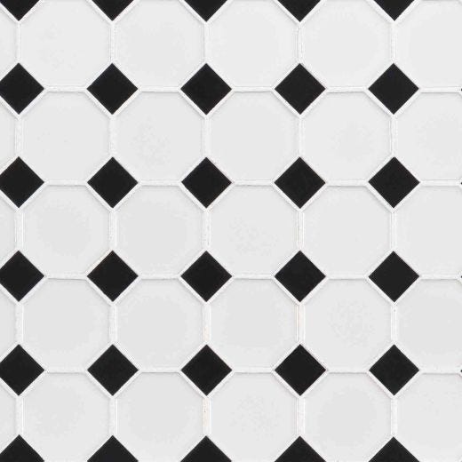 6mm White and Black Glossy Octagon
