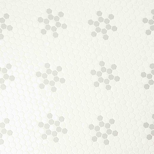 Motif pétale blanc et gris mat 6mm