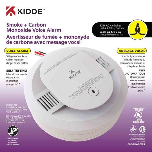Smoke & Carbon Monoxide Voice Alarm with AA Battery Backup
