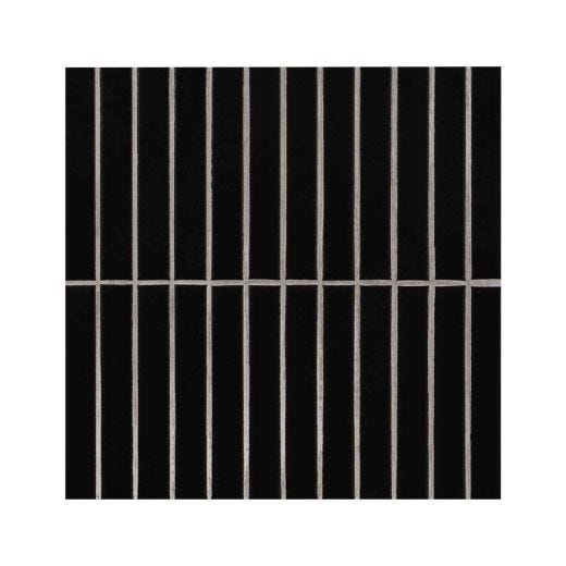 1" x 6" Black Matte Stack Pattern Mosaic 15PC/14.1 SF/BX