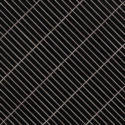 1" x 6" Black Matte Stack Pattern Mosaic 15PC/14.1 SF/BX