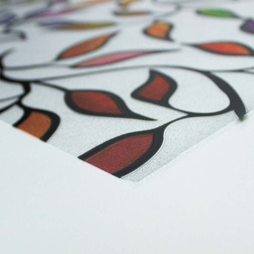 Film de confidentialité décoratif 24" x 74" vitrail feuilles