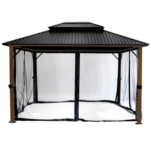 Hard Top Gazebo with Wood Finish 10' x 12'