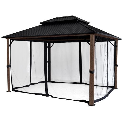 Hard Top Gazebo with Wood Finish 10' x 12'