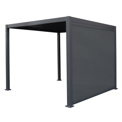 Pergola with Louver Top and Pull Wall 10' x 10' - Black