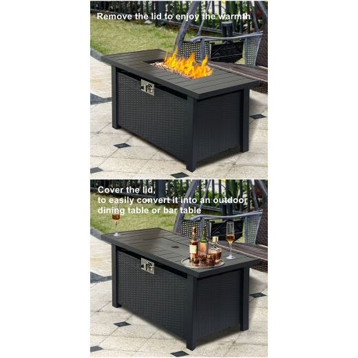 43" Rectangular Fire Pit Table