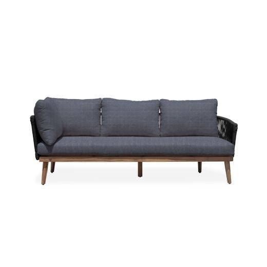 Biscay Sectional Sofa Set with Wood Coffee Table-Gray