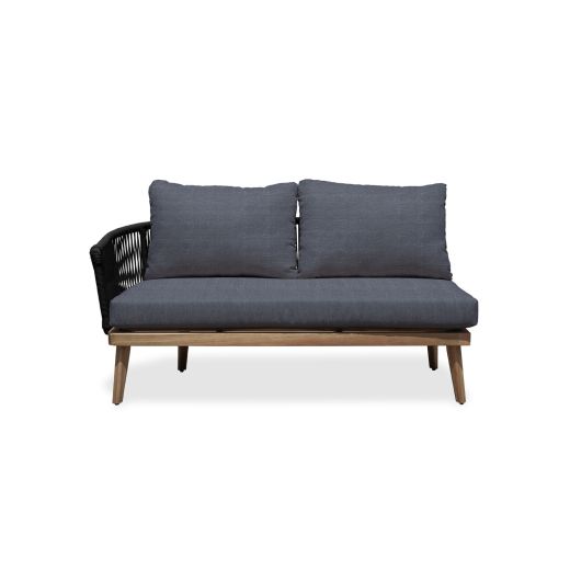 Biscay Sectional Sofa Set with Wood Coffee Table-Gray