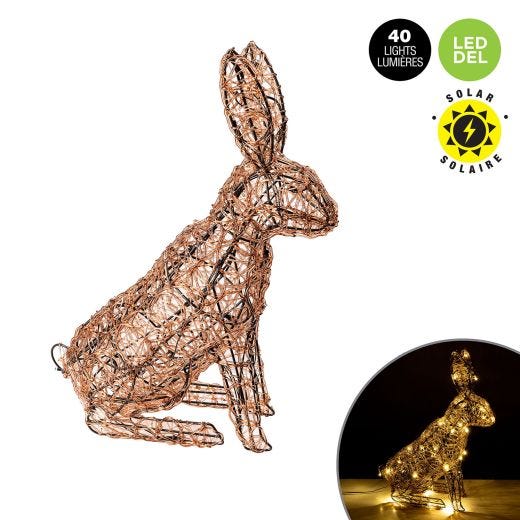 Sculpture de lapin avec lumières solaires