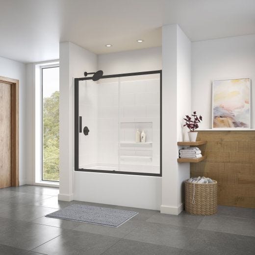 Connect 55-1/2"-57x57" 6mm Sliding Tub Door Matte Black