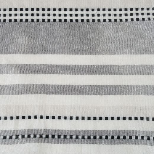 71"x71" Dot Stripe White Gray Cotton Fabric Shower Curtain