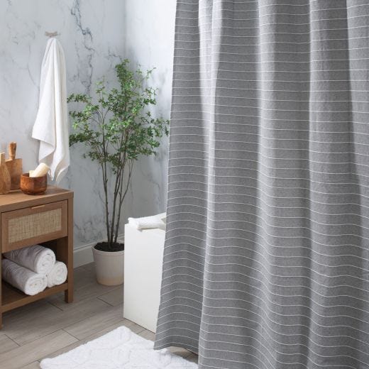 70"x72" Diamant Cream Fabric Shower Curtain