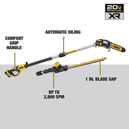 DeWalt 20V Max Pole HedgeTrimmer /Saw Combo Kit