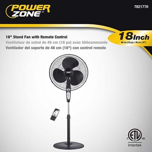 18" Standing Fan with Remote Control-Black