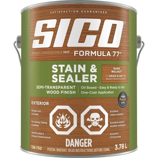 Formula77 Semi-Transparent Stain & Seal Dark Walnut 3.78L