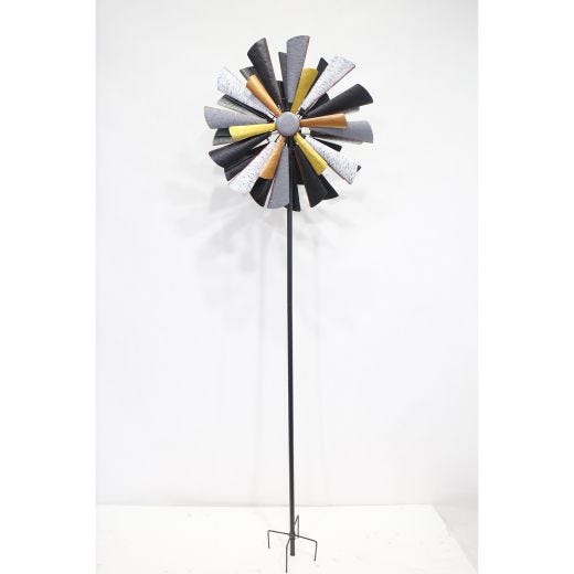 Tuteur éolienne de jardin avec lumière solaire 81''
