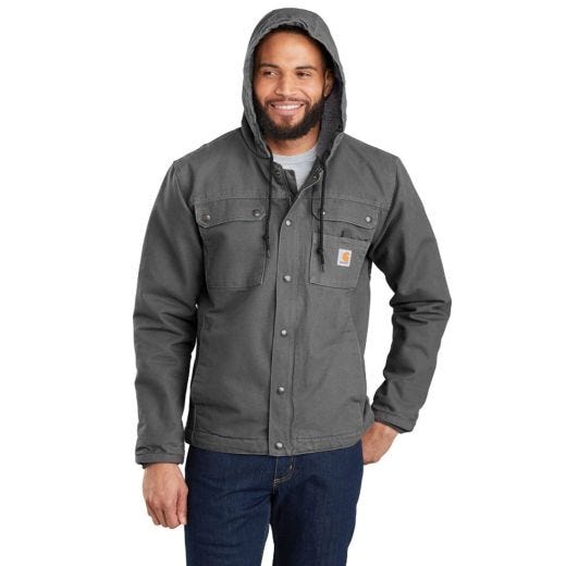 Relaxed Fit Washed Duck Sherpa-Lined Utility Jacket Moss-M
