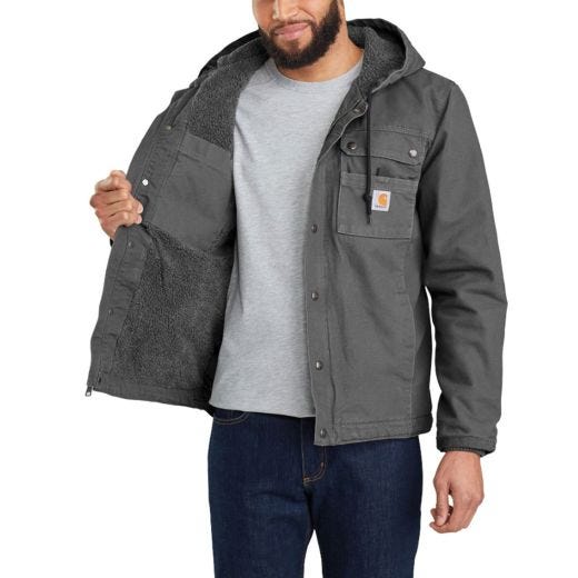 Relaxed Fit Washed Duck Sherpa-Lined Utility Jacket Moss-XL