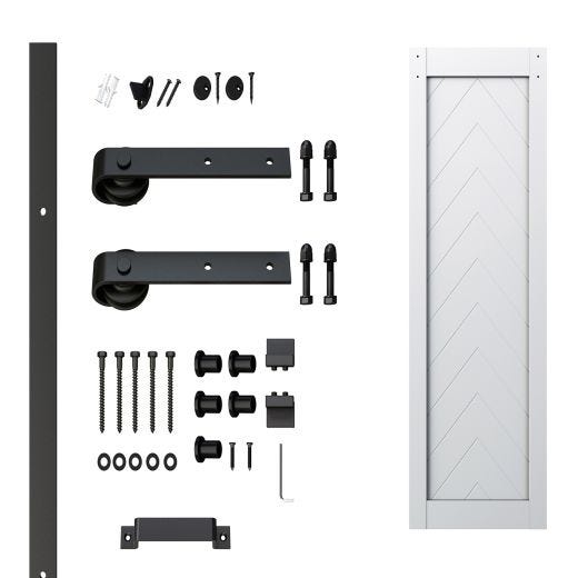 32" x 84" Herringbone Solid Primed Barn Door Kit