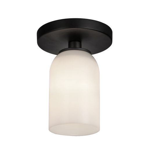 Nola 4" Semi-Flush Mount-Matte Black with Opal Glass