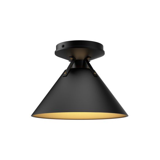 Archer 7" Flush Mount-Matte Black with Gold
