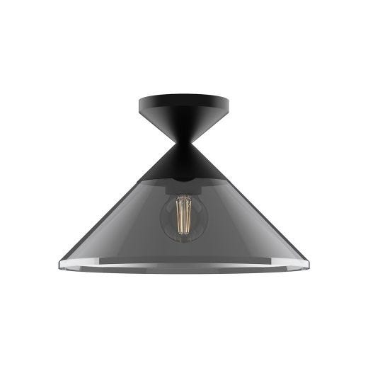 Mauer 12" Semi-Flush Mount-Matte Black with Smoked Glass