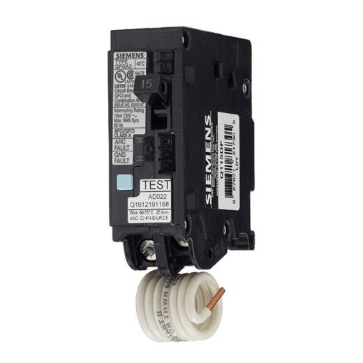 Siemens 15A 120V Black GFI/ARC Breaker